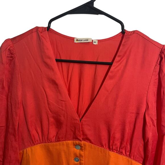 Marine Layer Maeve Colorblock Maxi Dress Multicolor TENCEL Pockets - Size XS - Picture 7 of 14